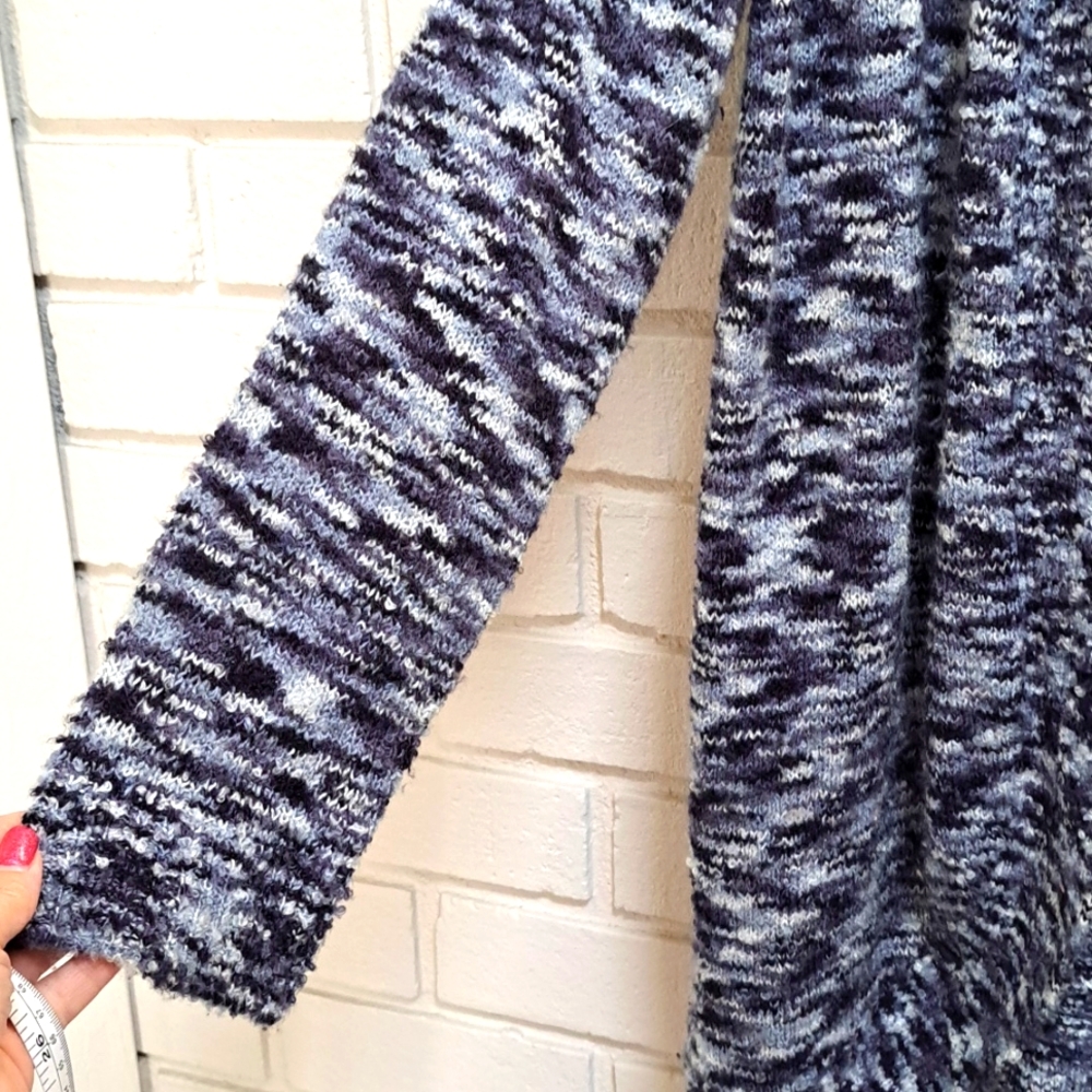 St. John's Bay Blue Heathered Long Fuzzy Open Cardigan. Size XL - Picture 4 of 7
